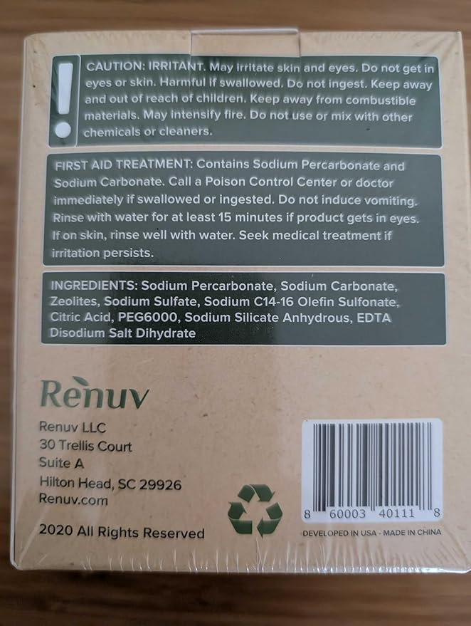 Renuv Heavy Duty Washing Machine Cleaner Descaler Tablets - for Front Load, Top Load Washer, HE (6 XL Tablets - 6 Months Supply)