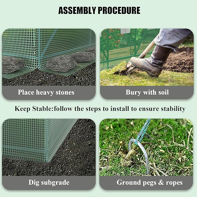 12×7×7 FT Greenhouses for Outdoors Heavy Duty, Large Walk in Green Houses for Outside with 6 Ventilated Mesh Windows & Roll-up Door & Reinforced Frame