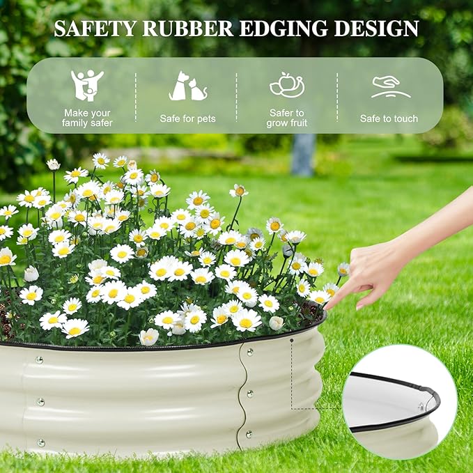 BPS Metal Raised Garden Bed, 2.5FT Diameter Galvanized Planter Raised Garden Boxes for Flower Planters, Vegetables Herb