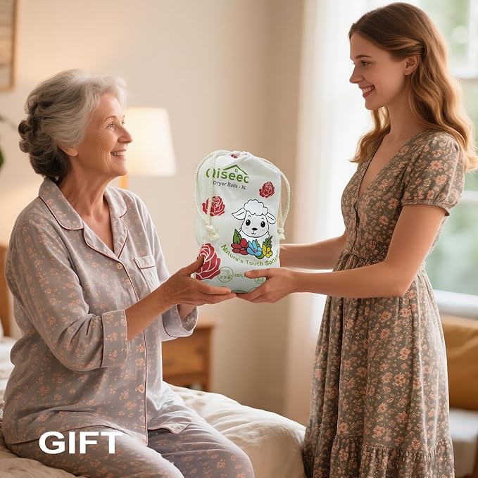 Wool Dryer Balls 6-Pack XL - Unique Petal Embroidery, Natural Reusable Laundry Fabric Softener, Reduces Wrinkles & Drying Time, Hypoallergenic & Leaves Fabrics Naturally Soft and Fluffy