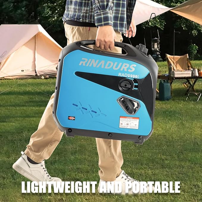 2200 Watt inverter generator, quiet and portable, suitable for home backup power, outdoor camping, and construction sites.EPA Compliant