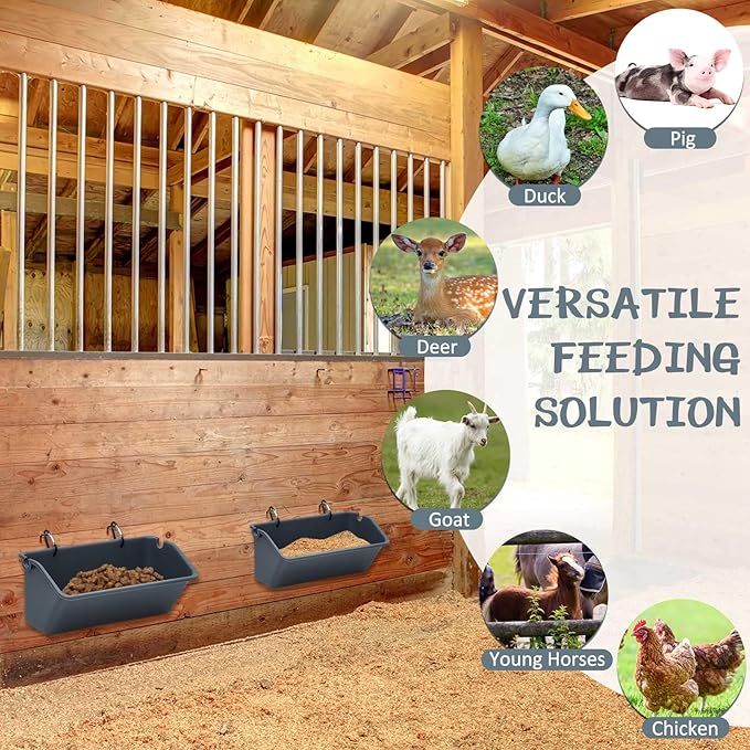 Wenqik 10 Pack 5 Quart Hanging Chicken Feeders Trough Goat Feeder Duck Water with Metal Clips Chicken Waterer Bucket Container for Fence Turkeys Horse Pig Deer Goose Livestock Poultry Supplies