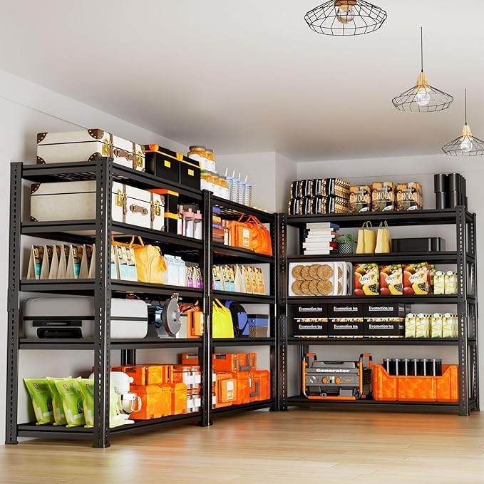 Storage Shelves Heavy Duty, 3 PCS 36"L x 16"W x 72"H Garage Wire Shelving Unit Loads 2400LBS, 5-tier Adjustable Metal Industrial Utility Shelf Rack for Kitchen, Laundry, Pantry, Warehouse, Basement