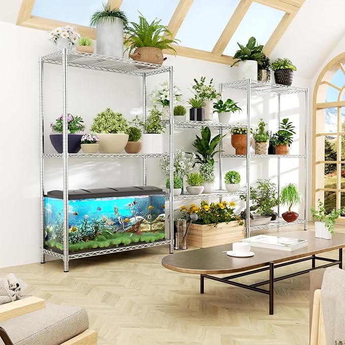 Storage Shelves, 36" L x 14" W x 54" H Heavy Duty Garage Wire Shelving Unit Loads 1400LBS, 4-Tier Adjustable Metal Industrial Utility Shelf Rack for Kitchen, Laundry Room, Basement