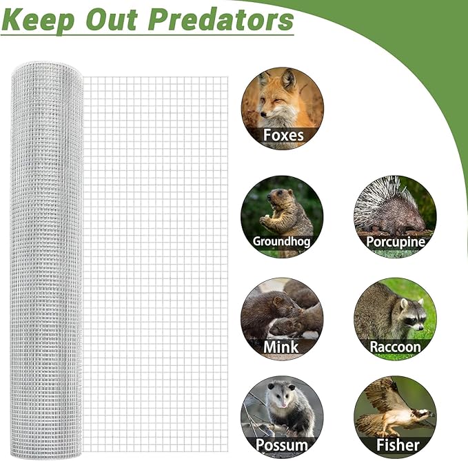 36 in x 50 ft 1/2 inch Hardware Cloth 19 Gauge Wire Fencing Galvanized Welding Garden Fence Roll Square Mesh Chicken Rabbit Snake Cage Heavy Duty Welding Fencing