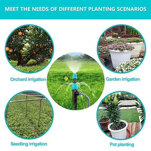 Drip Irrigation System,50FT Main Pipe and 16FT Branch Pipe,10 Adjustable Drippers with Piles, Quick Socket Connection.Plant Watering System of Garden Potted Elevated Garden Bed.(Dual-Purpose Nozzle)