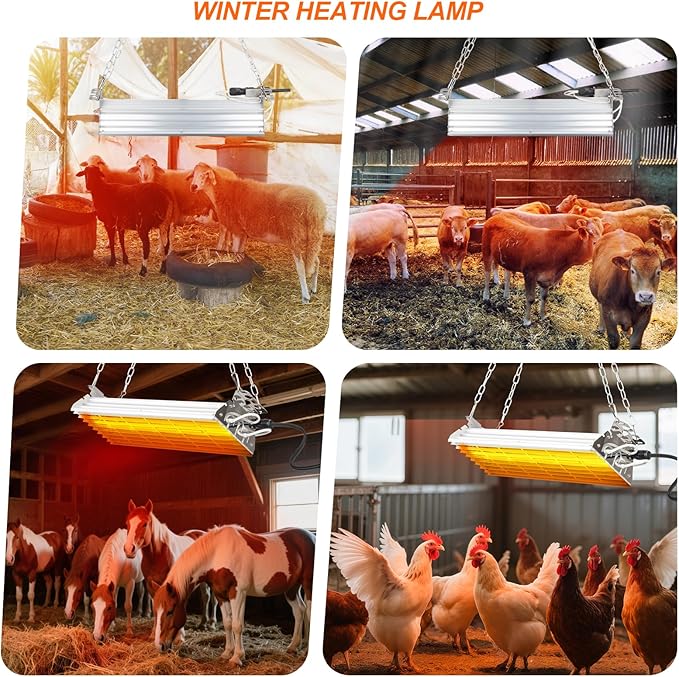 Large Heat Lamp for Chicken Coop, 400 Watts Carbon Fiber Chicken coop Heater, Adjust 2 Mode Temp&Hanging Height, Waterproof,Indoor & Outdoor Heater,For Cow,Sheep,Livestock,size:16.3x5.31x3inch (400W)
