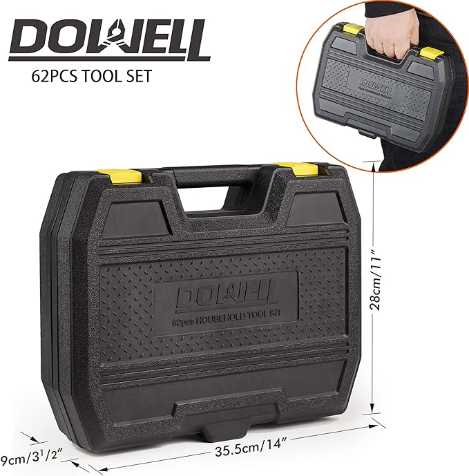 DOWELL Tool Set Tool Kit 62PCS Homeowner Tool Set Wrench Pliers Screwdriver Set Repair Tool Kit