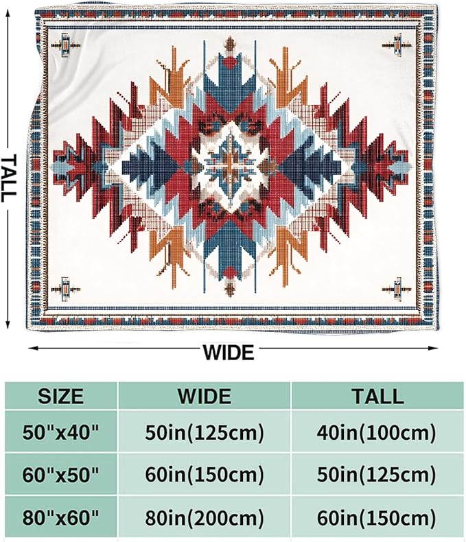 Dynova Western Aztec Blanket Cozy Plush Southwestern Native Throw Blankets Fuzzy Flannel Fleece Navajo Tribe Gifts for Girls Boys Women Men 60"X50"