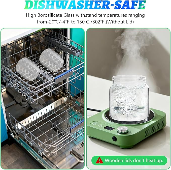 Glass Coffee Jars Spice Jar Round Storage Canister with Wooden Lid Clear Glass Food Jar for Pantry Sugar Tea Coffee Bean Spice Nuts Cookies Bath Salts (500ml/16oz-2pack)