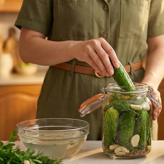 kitchentoolz Large Glass Mason Jars with Airtight Lids - Half Gallon Food Storage & Canning Jars with Measurement Markings - Kitchen Pantry Containers for Flour, Sugar & Dry Goods - 64 oz (4pk)