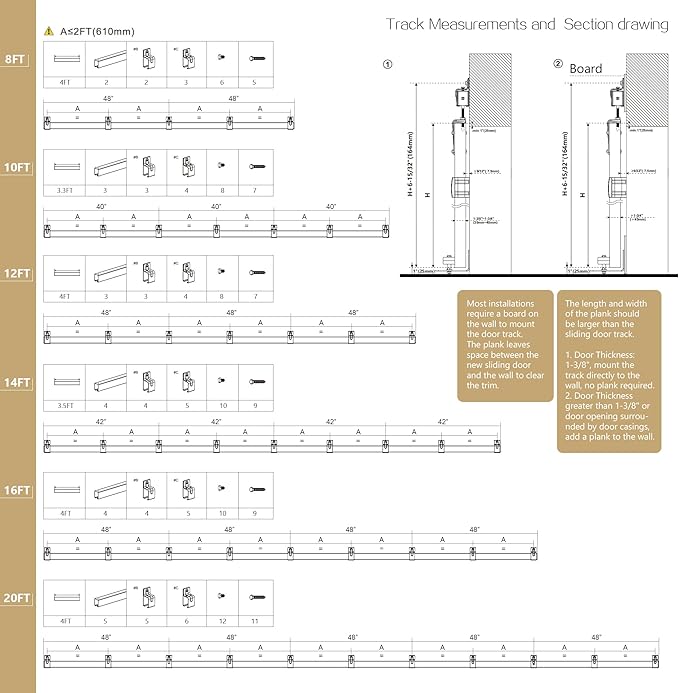 14FT Heavy Duty Galvanized Steel Exterior Sliding Barn Door Hardware Kit, 450 lbs Capacity,Kit for Outdoor,Fit MAX 2 Door Width 84in
