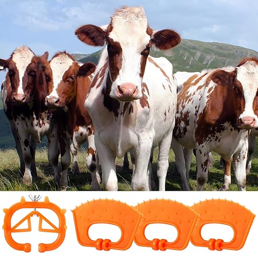 20 Pcs Plastic Livestock Nose Rings Cattle Halter Durable Farm Equipment Weaner Tool for Cattle, Calves Calf Cow (Orange)(Orange)