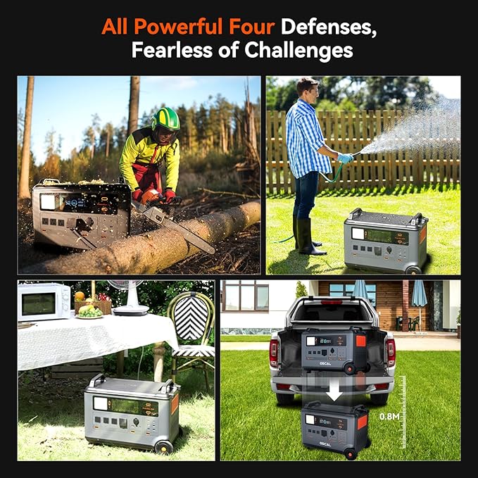 【OSCAL Official】Portable Power Station PowerMax 3600, 5ms UPS, 3600Wh LFP Solar Generator for Home Use, Fast Charge 1.2H, 3000W (Surge 6000W) Output, 7 Years Support service, For Camping/RV