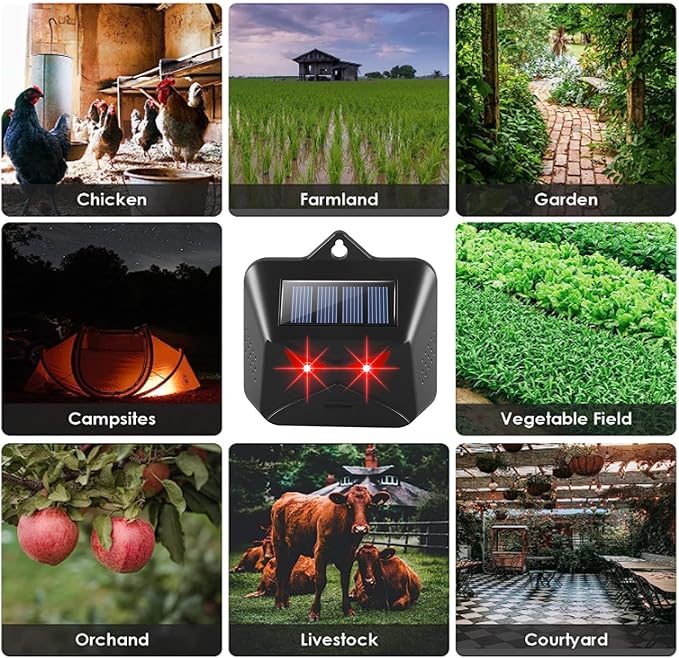 4 Pack Solar Nocturnal Animal Repellent Outdoor Predator Eyes Coyote Deterrent Skunk Repellent for Yard with Predator Lights for Deer Fox Raccoon Animal Repeller Device for Chicken Coop Farm Garden