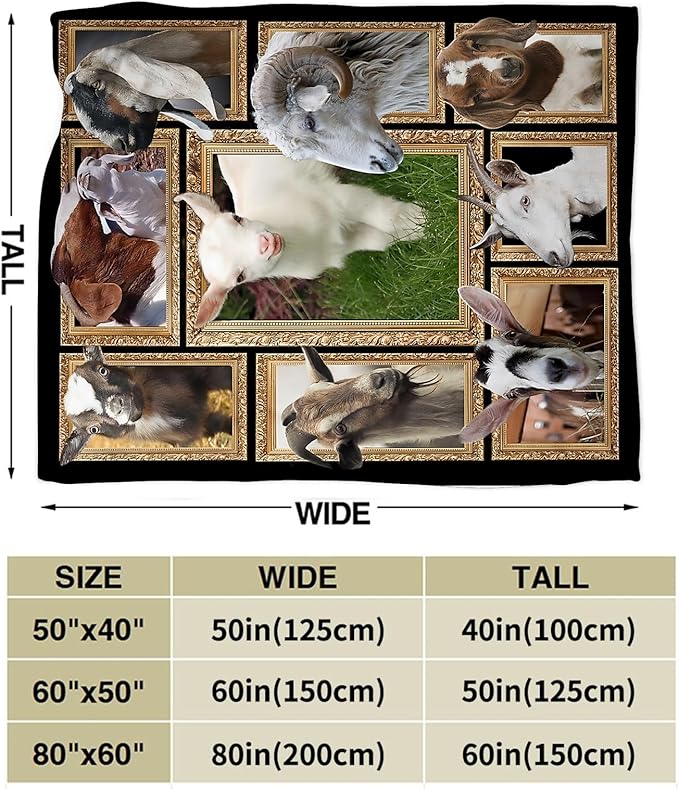 Goat Blanket Ultra Soft Cozy Sheep Throw Blanket Fleece Fuzzy Plush Bedding Goat Sheep Lovers Gifts for Women Girls Kids Adults 50"x40"