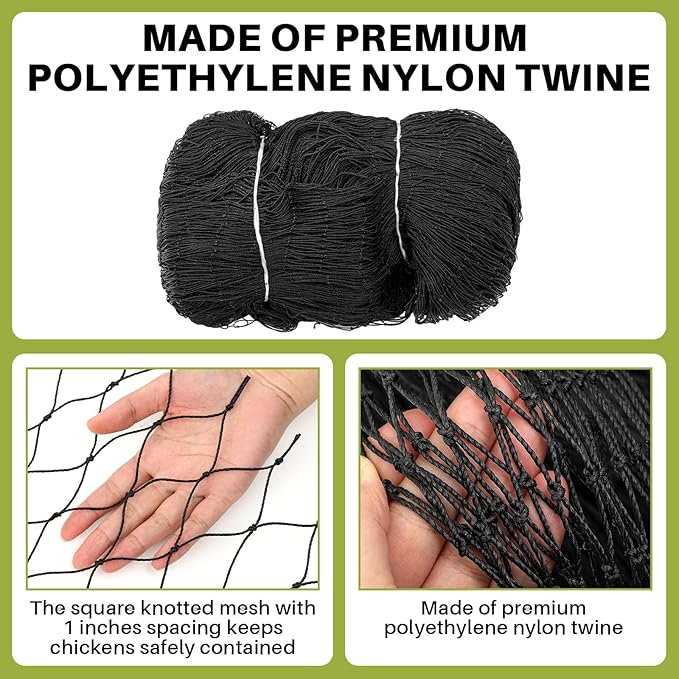 50 x 50 ft Aviary Bird Netting Commercial Grade Heavy Duty Knotted 2 inch Mesh for Chicken Netting Poultry Net Aviary Gamefowl Garden Blueberries Fruit Trees