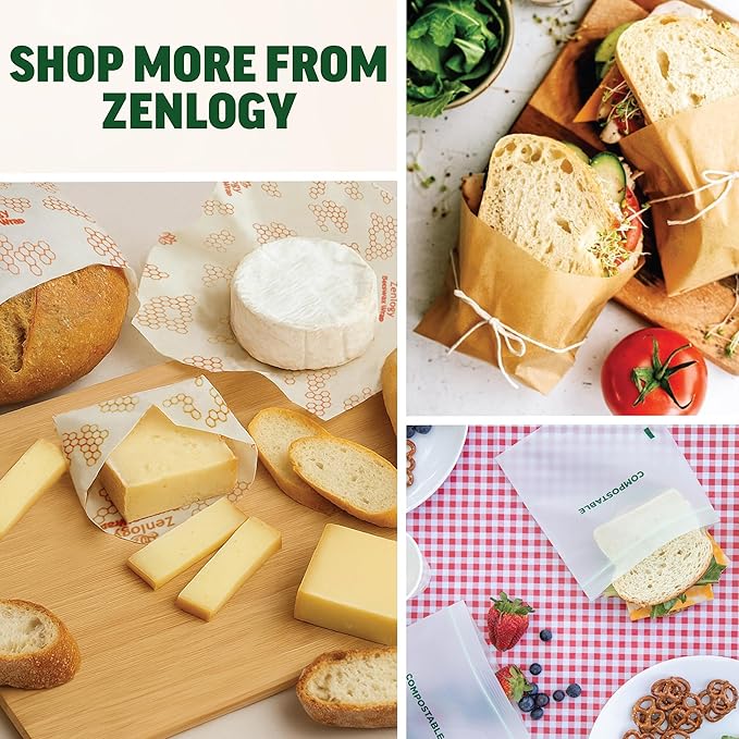 Zenlogy Reusable Silicone Snack Bag, Air-Tight Multi-Use, Freezer and Microwave Safe Food Storage Containers, Eco-Friendly alternative to plastic bags 4 Pack (1 Snack, 2 Sandwich, 1 Half Gallon Size)