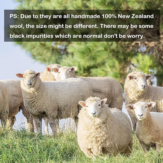 Wool Dryer Balls, 8PCS Dryer Balls with Happy Sheep - Natural & Organic, 100% New Zealand Wool Handmade, Chemical-Free Reusable Laundry Balls, Anti-Static Reduce Wrinkles and Save Time