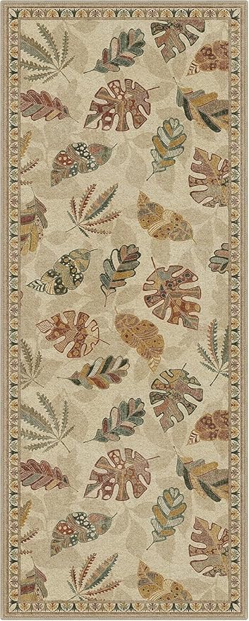 GENIMO Runner Rug 2x7 Non Slip Machine Washable Hallway Runner Rug, Low Pile Lightweight Rugs for Entryway, Hallway, Kitchen and Corridor, Leafy Daylight
