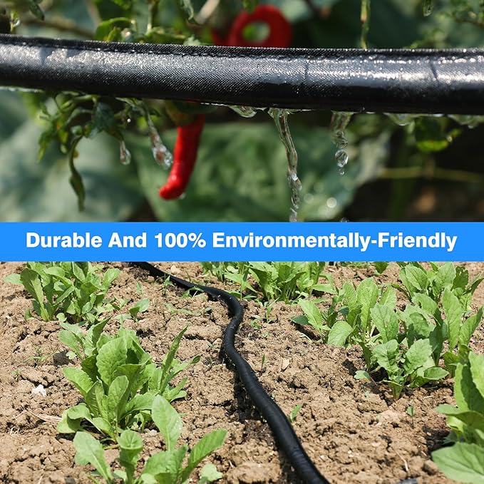 Flat Soaker Hose 50 FT,Drip Hose for Garden Beds Linkable Irrigation System Lightweight and Easy Watering for Tree Plant and Save 80% Water for You (50FT)
