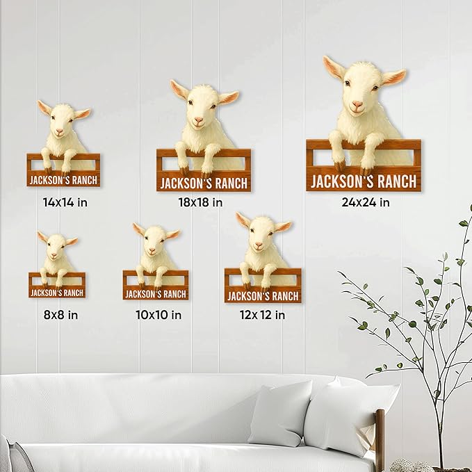 Personalized Goat Metal Sign, Custom Farm Animal Sign for Porch Fence Yard – Home Decor Gift for Goat Owner, Farmers, Homesteaders, Birthday or Housewarming Gifts