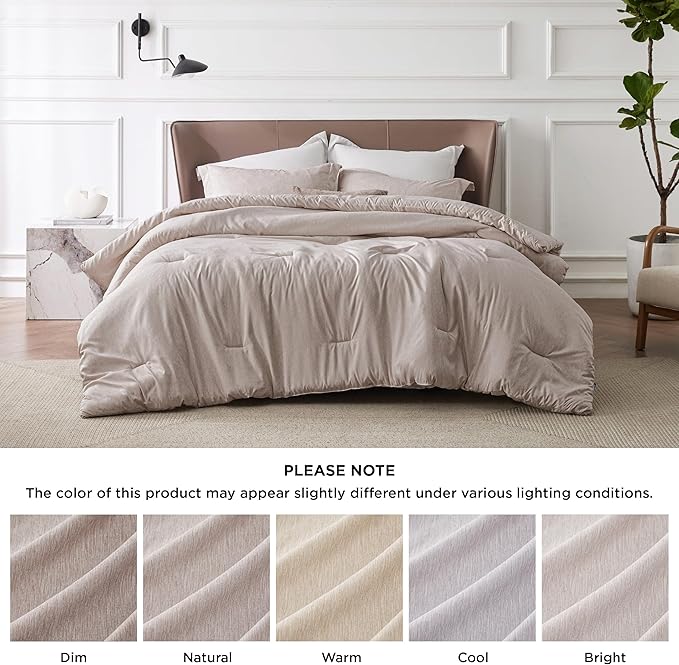 Bedsure Twin/Twin XL Comforter Set - Warm Taupe Soft Bedding for All Seasons, Cationic Dyed Bed Set, 2 Pieces, 1 Twin Size Comforter (68"x88") and 1 Pillow Sham (20"x26"+2")