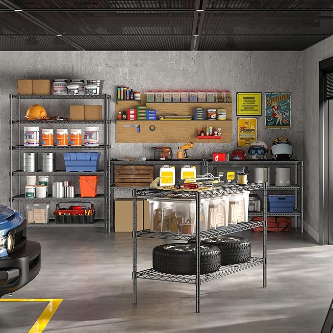 6Tier Metal Shelving Unit Storage Shelves. 1200LBS Wire Shelving Rack Heavy Duty, 75H Adjustable Pantry Shelves, Metal Shelf for Garage Shelving, Closet Shelves,Kitchen, 75" Hx 36" Wx 18" D