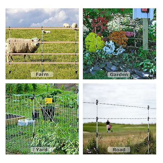 50 Pack Fixed Insulator Fiberglass Posts, 48 Inch Fiberglass Electric Fence Posts, Easy Step-in Posts for Livestock Fencing, Garden Fencing and Boundary Marking