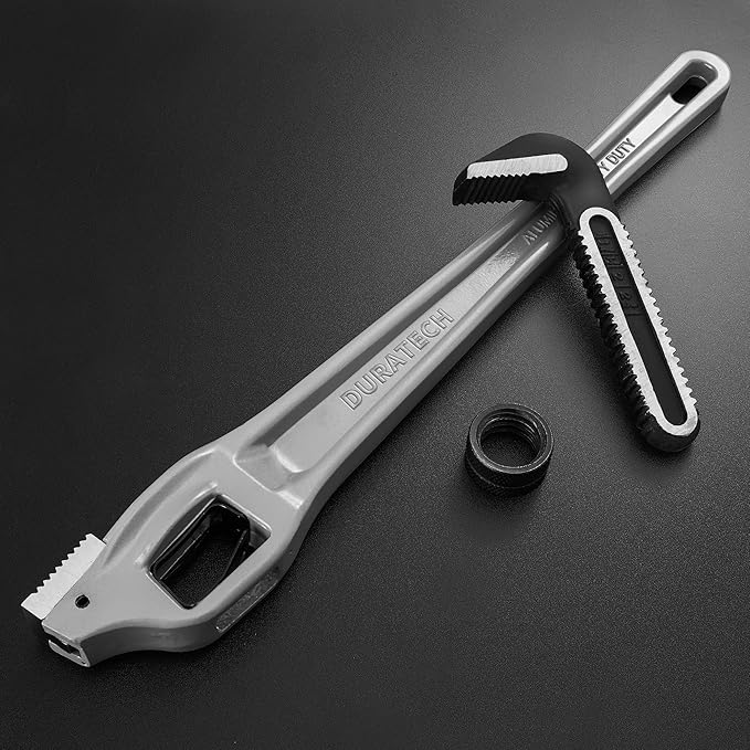 DURATECH 18-inch Heavy Duty Aluminum Offset Pipe Wrench, 2-1/2 ” Jaw Capacity, Adjustable Plumbing Wrench, Drop Forged, Exceed GGG standard