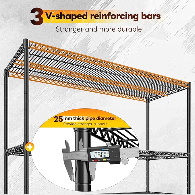 REIBII 2560LBS Storage Shelves 55.5"W Metal Shelving Unit 4 Tier Wire Shelving Commercial Adjustable Garage Shelving Heavy Duty for Storage Rack for Pantry, Garage, Kitchen,55.5"W x 18"D x 55.5"H,2PCS