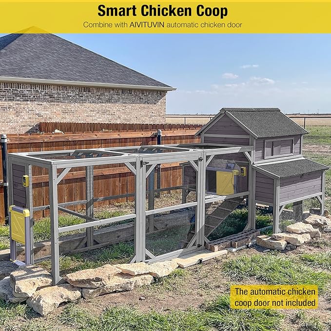 Aivituvin Large Chicken Coop 118" L Hen House Duck Cage for 8-10 Chickens 41.3 ft² with Spacious Run, 6 Nesting Box, 6 Raised Perches
