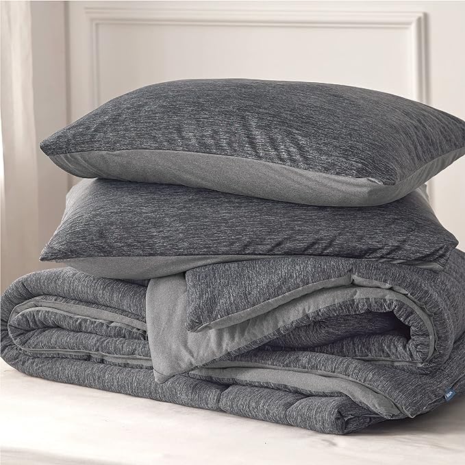 Bedsure King Comforter Set - Cooling and Warm Bed Set, Dark Grey Reversible Bedding for All Season, 3 Pieces, 1 King Size Comforter (102"x90") and 2 Pillow Cases (20"x36")