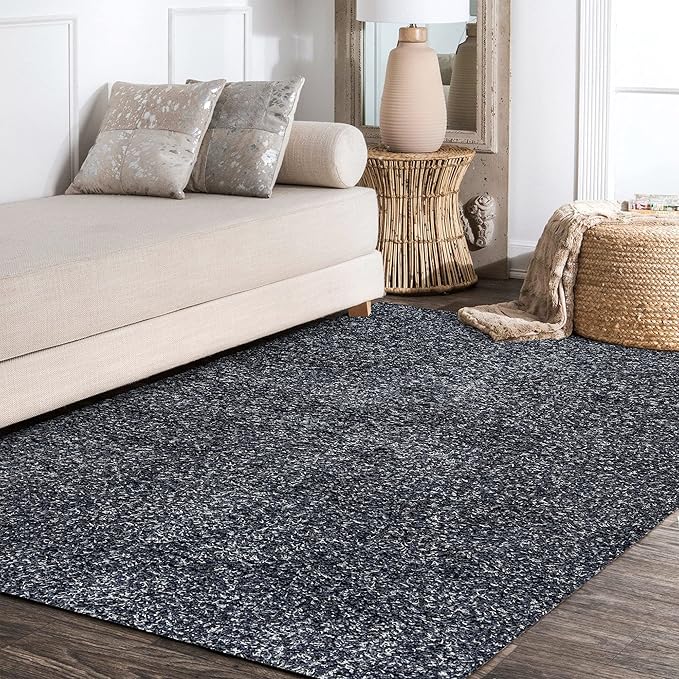 JONATHAN Y Mercer Shag Plush Denim Blue Indoor Area Rug, 3x5, Contemporary, Modern, Easy-Cleaning for Living Room, Bedroom, Kitchen, Pet Friendly, Non-Shedding (MCR106C-3)