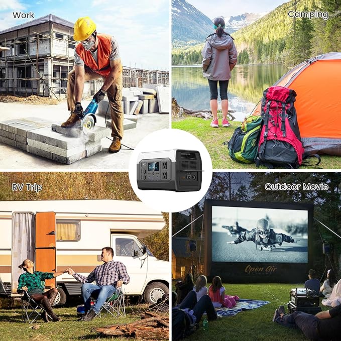 Portable Power Station,1024Wh LiFePO4 Battery, 1600W AC Outlets (2600W Surge),Solar Generator for Outdoor Camping Outages RV Travel Home Backup Power(Solar Panel Optional)