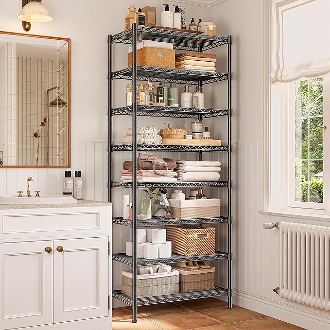 8 Tier Wire Shelving Rack Storage Shelves Loads1200LBS,Adjustable Metal Shelving Unit and Metal Shelf Pantry Shelves Industrial Shelving for Commercial Kitchen Office 72H X 13.8D X 23.6W