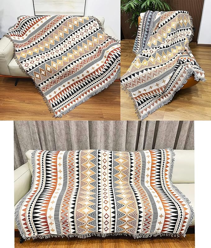 Lqprom Boho Southwest Throw Blankets Aztec Southwest Throws Cover Outdoor Camping Picnic Tent Beach Travel 63"x87"