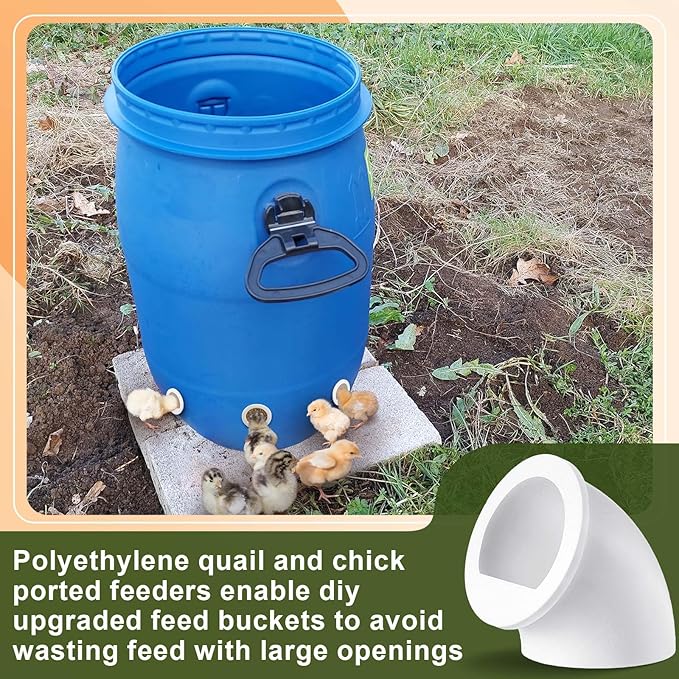 40 Pack Quail Feeders No Waste Chicken Feeder Port 1.5 Inch DIY Chick Feed Saver Quail Supplies for Coturnix Small Poultry Farm Bucket Bin Container