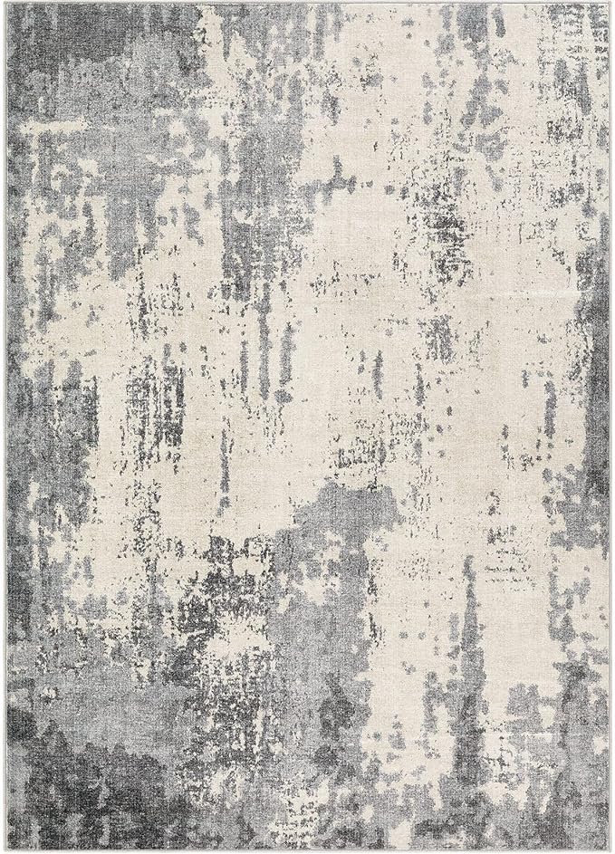 5x7 Area Rug Living Room Rugs - Washable Neutral Modern Abstract Soft Thin Rug Indoor Floor No Slip Rug Carpet for Bedroom Under Dining Table Home Office Decor - Grey/Light Brown