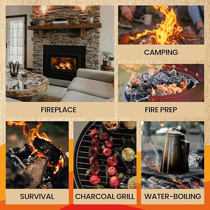 Moscow-Mix Fire Starter (75 PCS) Natural Fire Starters for Campfires, Fireplace, Charcoal Starter for Grill, BBQ, Wood Stove, Fire Pits - Odorless, Non-Toxic, Waterproof Natural Pine Wood Starters