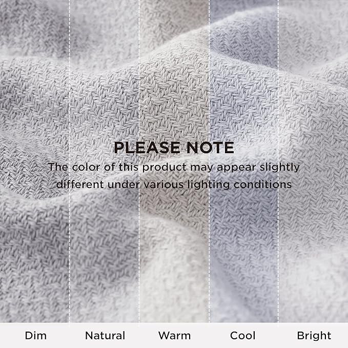 Bedsure GentleSoft 100% Cotton Blanket Full Size for Bed - Breathable and Lightweight, Soft Cozy Textured Herringbone Woven Blanket, Grey, 80x90 inches
