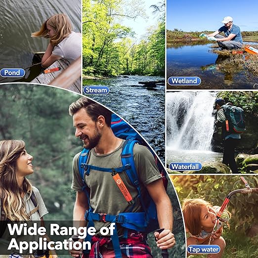 Water Filter Straw, Personal Water Filtration System, Water Purifier, Outdoor Emergency Survival Gear and Equipment for Hiking Camping Accessories Travel Fishing Emergency Preparedness (8PCS)