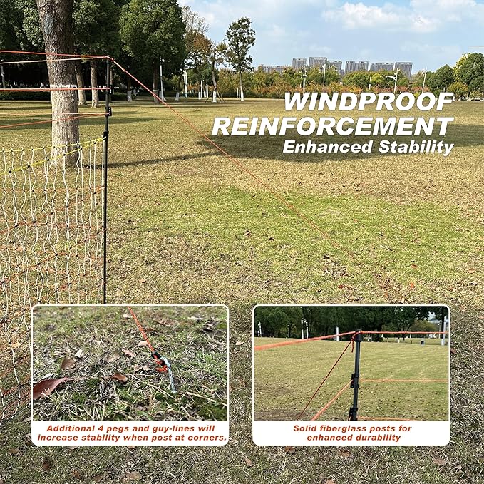 2 Rolls Poultry Electric Netting Fence - 41.3''H (can be Manually Raised to 53.1''H) x (98.5'L+65.6'L) for Flying Chicken, Sheep, Goats in Farms, Ranches and Gardens, PK2