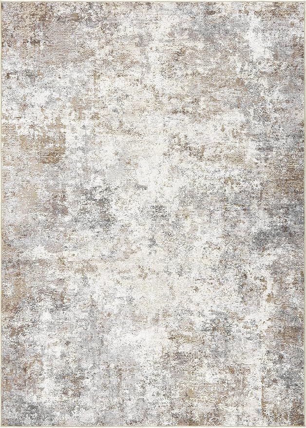 10x13 Area Rug Living Room Rugs - Washable Neutral Modern Abstract Soft Thin Rug Indoor Floor No Slip Rug Carpet for Bedroom Under Dining Table Home Office Decor - Brown Grey
