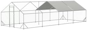 Large Metal Chicken Coop, Walk-in Chicken Run Cages with Waterproof and Anti-Ultraviolet Cover for Outside(10' L x 26 W x 6.56' H) Spire Top