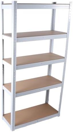 LuckyNote】5 Tier Laminated White Metal Shelving Unit Adjustable Garage Storage Utility Rack Heavy Duty Shelves Organization Multipurpose Shelf Warehouse Basement Pantry 29" W x 12" D x 59" H 1Pack
