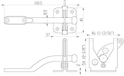 QCAA Self-Locking Gate Latch, 2-1/8",Steel, Black, 1 Pack, Made in Taiwan