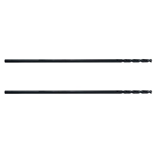 MAXTOOL 1/8"x12" 2pcs Identical Aircraft Extension Drills HSS M2 Extra Long Deep Twist Drill Bits Straight Shank Fully Ground Black; ACF02B12R08P2