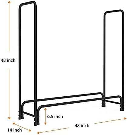 Rocky Mountain Goods 4 ft Firewood Rack - Outdoor/Indoor Wood Storage Holder - Heavy Duty Steel Log Rack - Easy Install in Minutes - Included Hardware - Keeps Firewood Up and Dry