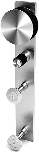 TSMST 9FT Sliding Barn Door Hardware Kit, Stainless Steel Heavy Duty Sturdy Barn Door Track for Double Wood Door, Slide Smoothly Quietly (L Style)